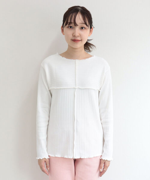 fredy emue（フレディエミュ）の「リブテレコ切り替えプルオーバーカットソー（Tシャツ/カットソー・レディース・チャコールグレー/ベージュ/オフホワイト・38）」の14枚目の写真