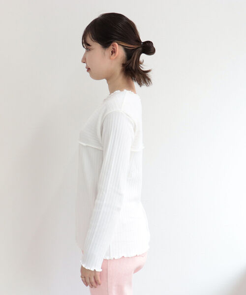 fredy emue（フレディエミュ）の「リブテレコ切り替えプルオーバーカットソー（Tシャツ/カットソー・レディース・チャコールグレー/ベージュ/オフホワイト・38）」の15枚目の写真