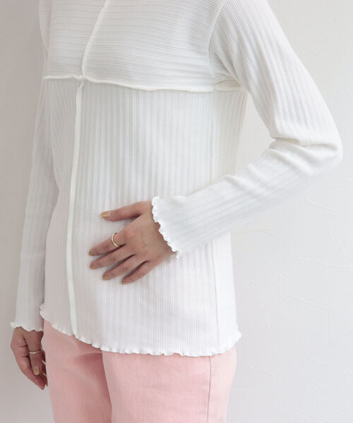 fredy emue（フレディエミュ）の「リブテレコ切り替えプルオーバーカットソー（Tシャツ/カットソー・レディース・チャコールグレー/ベージュ/オフホワイト・38）」の18枚目の写真