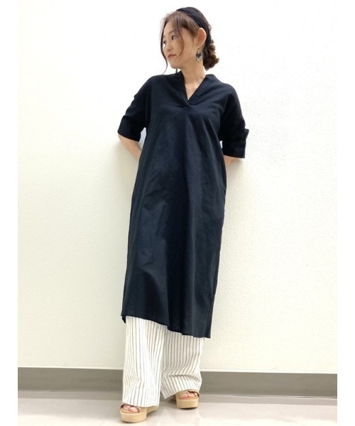 GAP（ギャップ）の「FREE&FLOW リネン ポップオーバー ワンピース（ワンピース・レディース・ブラック/ベージュ/ホワイト・XXS/XS/S/L/M）」の8枚目の写真