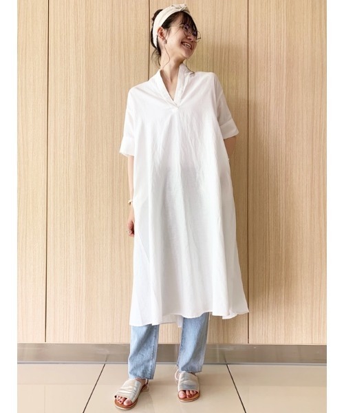 GAP（ギャップ）の「FREE&FLOW リネン ポップオーバー ワンピース（ワンピース・レディース・ブラック/ベージュ/ホワイト・XXS/XS/S/L/M）」の14枚目の写真