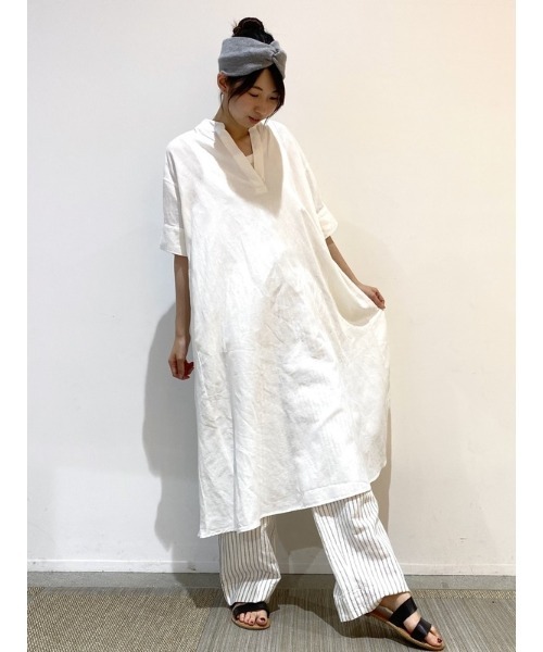 GAP（ギャップ）の「FREE&FLOW リネン ポップオーバー ワンピース（ワンピース・レディース・ブラック/ベージュ/ホワイト・XXS/XS/S/L/M）」の12枚目の写真