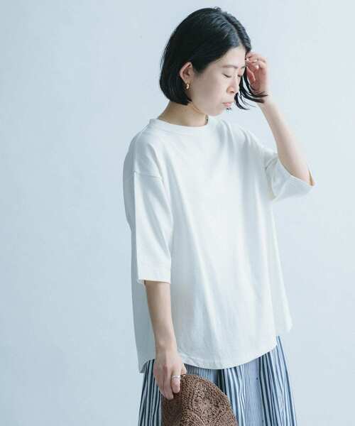 FORK&SPOON（フォークアンドスプーン）の「FORK&SPOON　ボトルネック5分袖Tシャツ（Tシャツ/カットソー・レディース・ブルー系その他/ネイビー/オフホワイト/ベージュ・ONE）」の2枚目の写真