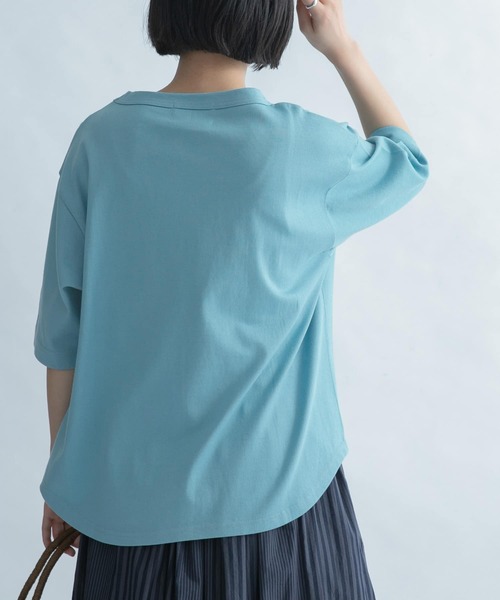 FORK&SPOON（フォークアンドスプーン）の「FORK&SPOON　ボトルネック5分袖Tシャツ（Tシャツ/カットソー・レディース・ブルー系その他/ネイビー/オフホワイト/ベージュ・ONE）」の6枚目の写真