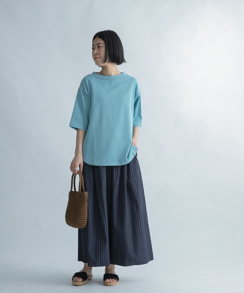 FORK&SPOON（フォークアンドスプーン）の「FORK&SPOON　ボトルネック5分袖Tシャツ（Tシャツ/カットソー・レディース・ブルー系その他/ネイビー/オフホワイト/ベージュ・ONE）」の7枚目の写真