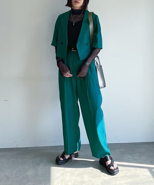 PAGEBOY（ページボーイ）の「ショートサマージャケット（テーラードジャケット・レディース・ブラック/ターコイズブルー/チャコール・FREE）」の21枚目の写真