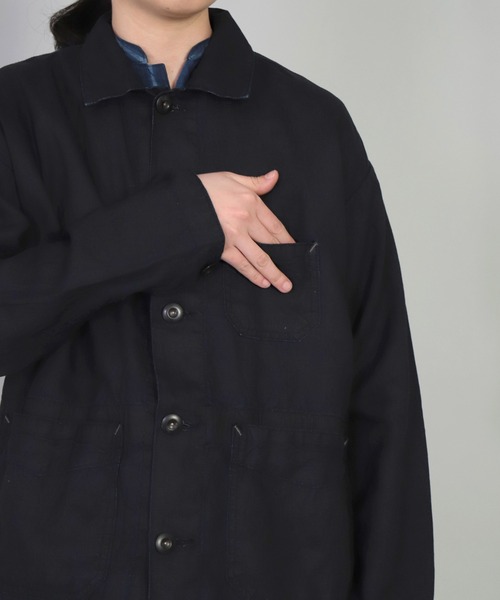 OMNIGOD（オムニゴッド）の「[OMNIGOD womens / オムニゴッド] ハイカウントリネン後染めインディゴ フレンチカバーオール（カバーオール・レディース・ワンウォッシュ・0）」の6枚目の写真