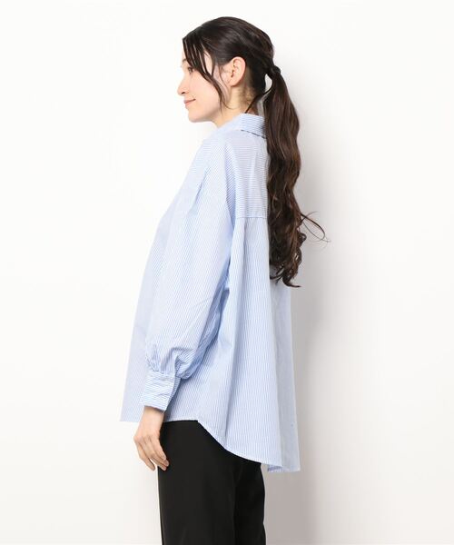 KOBE LETTUCE（コウベレタス）の「ストライプビッグシャツ[C5930]（シャツ/ブラウス・レディース・サックスブルー/グリーン/ピンク/ネイビー・FREE）」の6枚目の写真