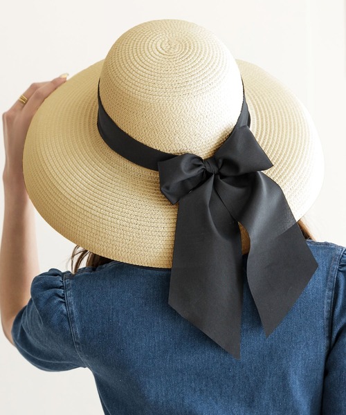 Julia Boutique(ジュリアブティック)の「リボン付きストローハット/22133(ハット・レディース・ホワイト/ブラック/ベージュ・ONE)」の1枚目の写真