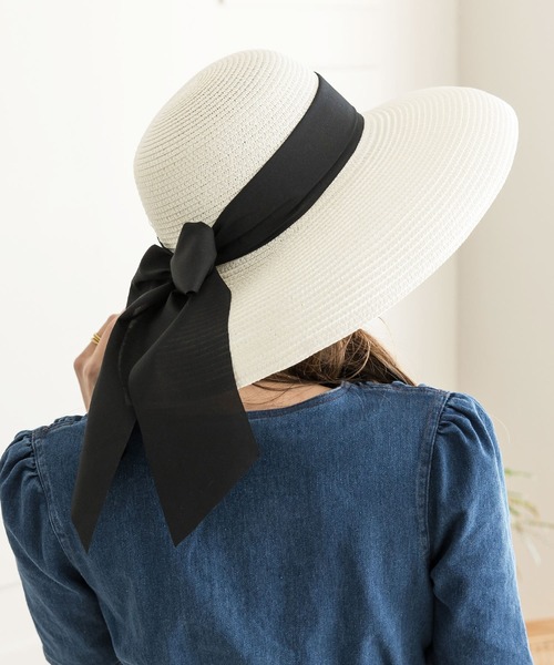 Julia Boutique(ジュリアブティック)の「リボン付きストローハット/22133(ハット・レディース・ホワイト/ブラック/ベージュ・ONE)」の10枚目の写真