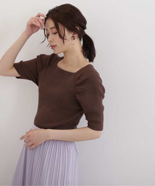 NATURAL BEAUTY BASIC（ナチュラルビューティーベーシック）の「ドルマンギャザーリブニット（ニット/セーター・レディース・ベージュ/ブラウン/ラベンダー・MEDIUM）」の18枚目の写真