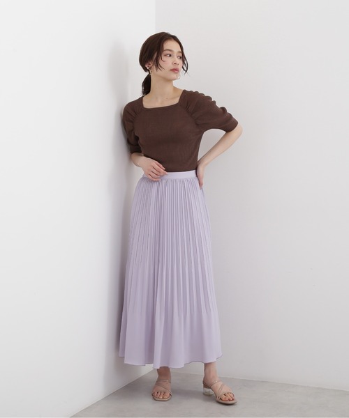 NATURAL BEAUTY BASIC（ナチュラルビューティーベーシック）の「ドルマンギャザーリブニット（ニット/セーター・レディース・ベージュ/ブラウン/ラベンダー・MEDIUM）」の21枚目の写真