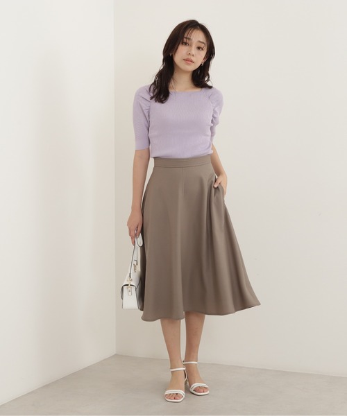 NATURAL BEAUTY BASIC（ナチュラルビューティーベーシック）の「ドルマンギャザーリブニット（ニット/セーター・レディース・ベージュ/ブラウン/ラベンダー・MEDIUM）」の7枚目の写真