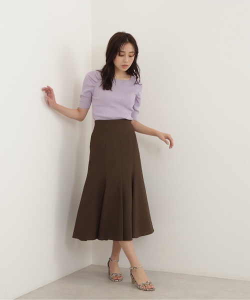 NATURAL BEAUTY BASIC（ナチュラルビューティーベーシック）の「ドルマンギャザーリブニット（ニット/セーター・レディース・ベージュ/ブラウン/ラベンダー・MEDIUM）」の12枚目の写真