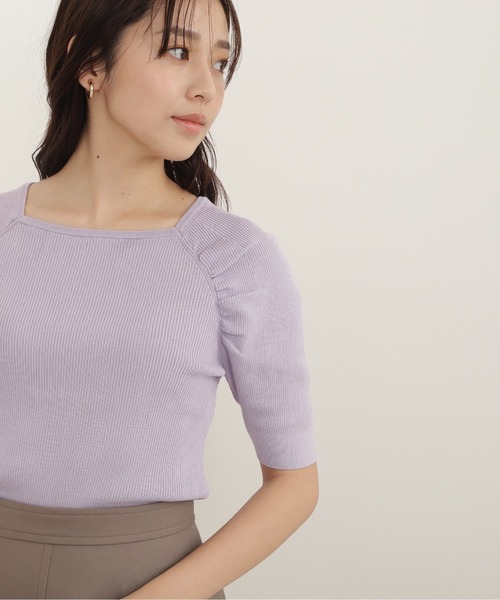 NATURAL BEAUTY BASIC（ナチュラルビューティーベーシック）の「ドルマンギャザーリブニット（ニット/セーター・レディース・ベージュ/ブラウン/ラベンダー・MEDIUM）」の13枚目の写真