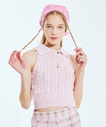 outxo | A'GEM/9 × .kom『OUTXO/アウトエクソ』クロップド丈 ノースリーブニットカットソー(ニット/セーター)