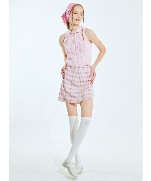 outxo（アウトエクソ）の「A'GEM/9 × .kom『OUTXO/アウトエクソ』クロップド丈 ノースリーブニットカットソー（ニット/セーター・レディース・ピンク・FREE）」の10枚目の写真