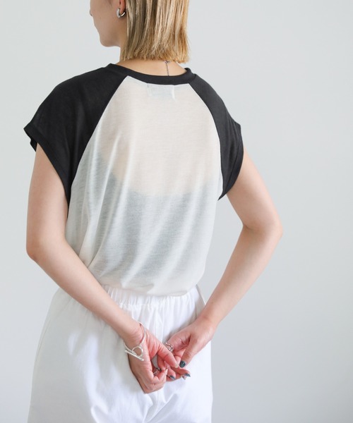 select MOCA(セレクトモカ)の「ラグランスリーブシアートップス(Tシャツ/カットソー・レディース・ブラック/ブルー/グリーン・FREE)」の11枚目の写真