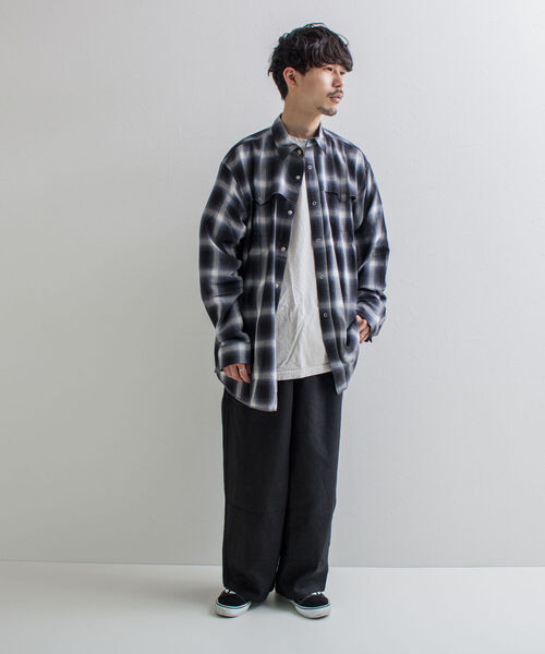 GLOSTER（グロスター）の「【GLOSTER/グロスター】オンブレチェック ウエスタンシャツ（シャツ/ブラウス・メンズ・ネイビー/レッド・M/L）」の4枚目の写真