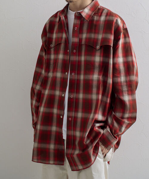 GLOSTER（グロスター）の「【GLOSTER/グロスター】オンブレチェック ウエスタンシャツ（シャツ/ブラウス・メンズ・ネイビー/レッド・M/L）」の21枚目の写真