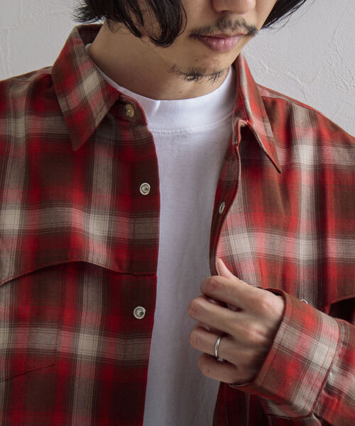 GLOSTER（グロスター）の「【GLOSTER/グロスター】オンブレチェック ウエスタンシャツ（シャツ/ブラウス・メンズ・ネイビー/レッド・M/L）」の15枚目の写真