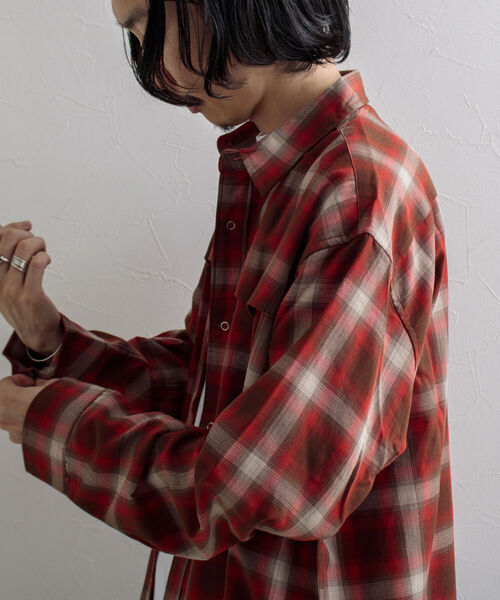 GLOSTER（グロスター）の「【GLOSTER/グロスター】オンブレチェック ウエスタンシャツ（シャツ/ブラウス・メンズ・ネイビー/レッド・M/L）」の19枚目の写真