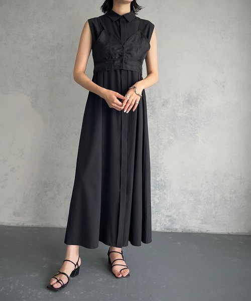 &g'aime(アンジェム)の「【&g’aime】シアービスチェ付きシャツワンピース/2piece(ワンピース・レディース・ホワイト/ブラック・FREE)」の20枚目の写真