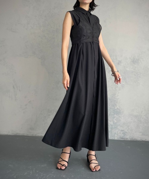 &g'aime(アンジェム)の「【&g’aime】シアービスチェ付きシャツワンピース/2piece(ワンピース・レディース・ホワイト/ブラック・FREE)」の22枚目の写真
