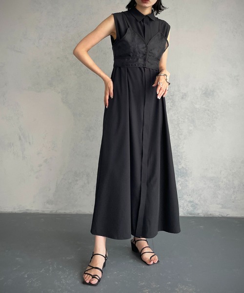 &g'aime(アンジェム)の「【&g’aime】シアービスチェ付きシャツワンピース/2piece(ワンピース・レディース・ホワイト/ブラック・FREE)」の18枚目の写真