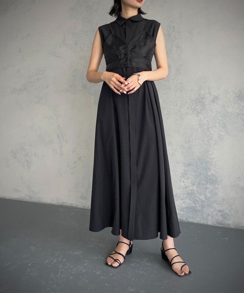&g'aime(アンジェム)の「【&g’aime】シアービスチェ付きシャツワンピース/2piece(ワンピース・レディース・ホワイト/ブラック・FREE)」の19枚目の写真