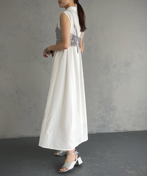 &g'aime(アンジェム)の「【&g’aime】シアービスチェ付きシャツワンピース/2piece(ワンピース・レディース・ホワイト/ブラック・FREE)」の10枚目の写真