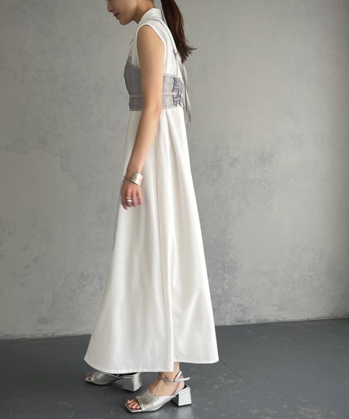 &g'aime(アンジェム)の「【&g’aime】シアービスチェ付きシャツワンピース/2piece(ワンピース・レディース・ホワイト/ブラック・FREE)」の9枚目の写真