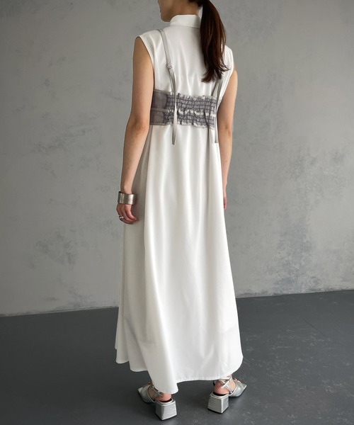 &g'aime(アンジェム)の「【&g’aime】シアービスチェ付きシャツワンピース/2piece(ワンピース・レディース・ホワイト/ブラック・FREE)」の12枚目の写真