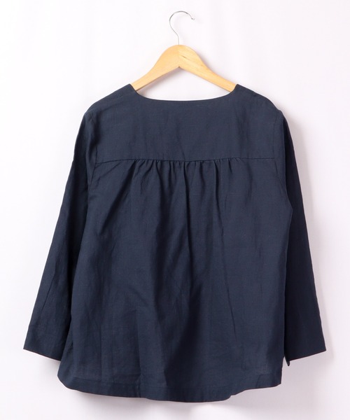 A.N.L（エーエヌエル　レーベル）の「A.N.L 麻１００％　ノーカラーブルゾン　ジャケット（ノーカラージャケット・レディース・チャコールグレー/ベージュ/ネイビー・38）」の21枚目の写真