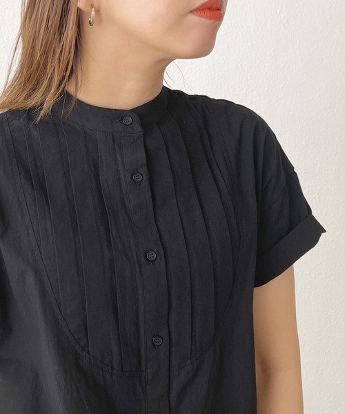 Shelly island(シェリーアイランド)の「ハーフスリーブタックシャツ(シャツ/ブラウス・レディース・ホワイト/ブラック・FREE)」の20枚目の写真