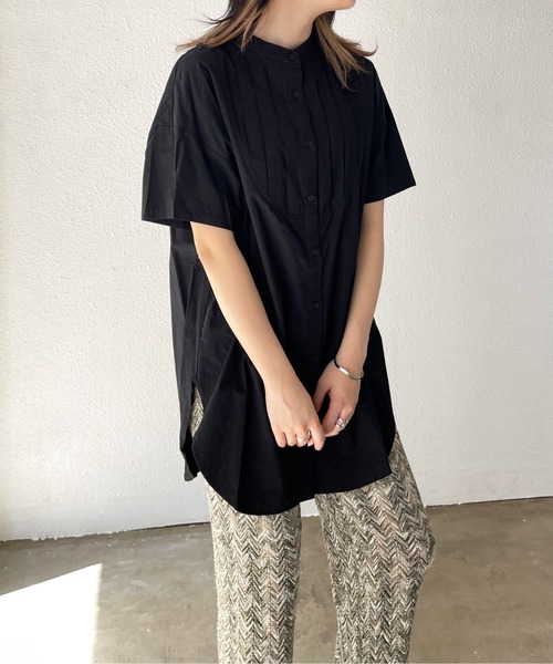 Shelly island(シェリーアイランド)の「ハーフスリーブタックシャツ(シャツ/ブラウス・レディース・ホワイト/ブラック・FREE)」の13枚目の写真