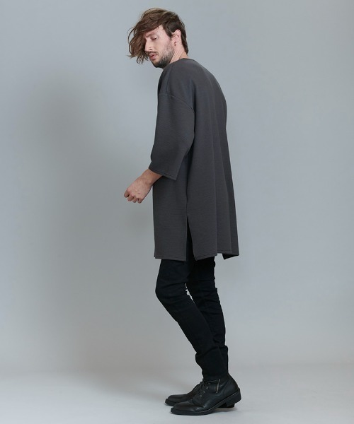 NO ID.(ノーアイディ)の「mlt3898-ハーフスリーブキーネックロングPO プルオーバー(Tシャツ/カットソー・メンズ・ブルーグリーン/ブラック/グレー/ホワイト・ONE SIZE)」の17枚目の写真