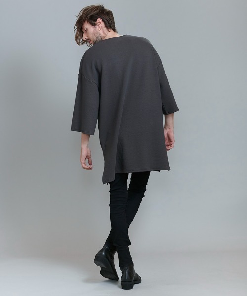 NO ID.(ノーアイディ)の「mlt3898-ハーフスリーブキーネックロングPO プルオーバー(Tシャツ/カットソー・メンズ・ブルーグリーン/ブラック/グレー/ホワイト・ONE SIZE)」の19枚目の写真