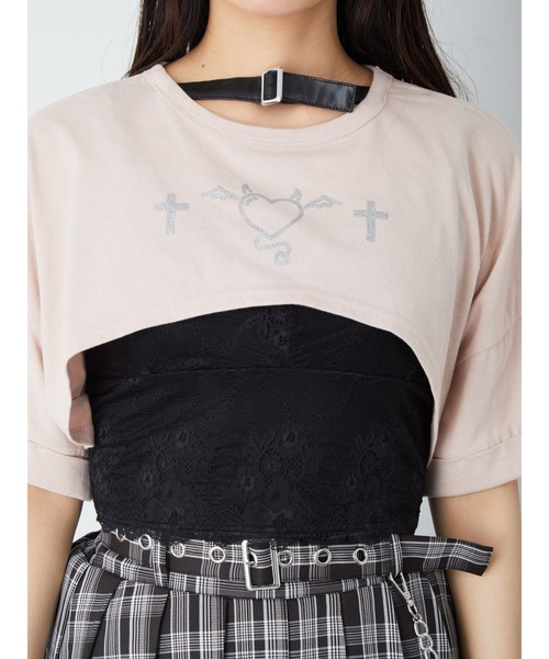 Ank Rouge（アンクルージュ）の「デビルハートクロップドゆるTE（Tシャツ/カットソー・レディース・ホワイト/ブラック/ピンク・M）」の9枚目の写真