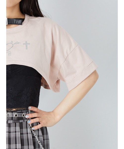 Ank Rouge（アンクルージュ）の「デビルハートクロップドゆるTE（Tシャツ/カットソー・レディース・ホワイト/ブラック/ピンク・M）」の8枚目の写真