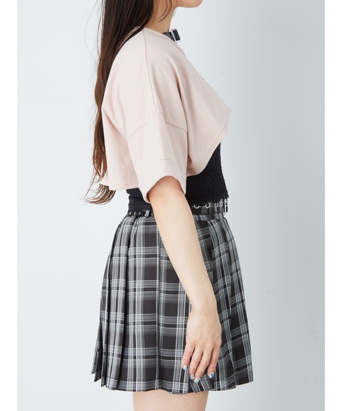 Ank Rouge（アンクルージュ）の「デビルハートクロップドゆるTE（Tシャツ/カットソー・レディース・ホワイト/ブラック/ピンク・M）」の6枚目の写真