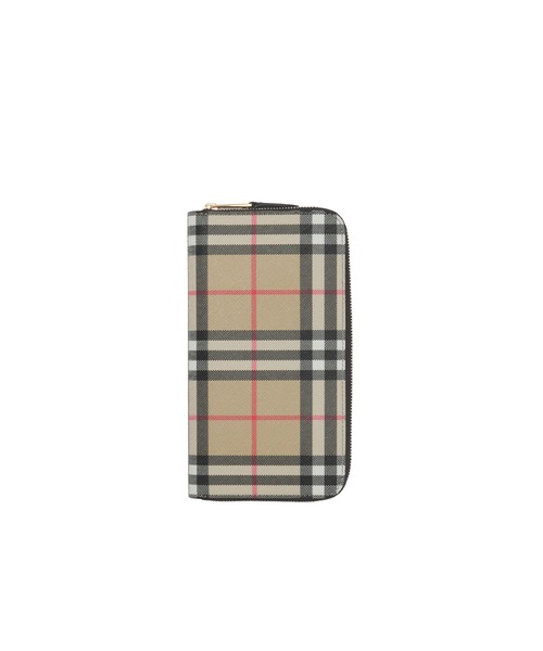 BURBERRY（バーバリー）の「ヴィンテージチェック＆レザー ラウンドジップウォレット（財布・レディース・ベージュ×ブラック・ONE SIZE）」の2枚目の写真