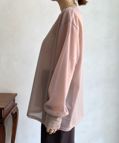 DouDou(ドゥドゥ)の「【新色追加】シアーTEEブラウス+リブスカート(ワンピース・レディース・ベージュ/ブラック/グレイッシュベージュ・FREE)」の17枚目の写真