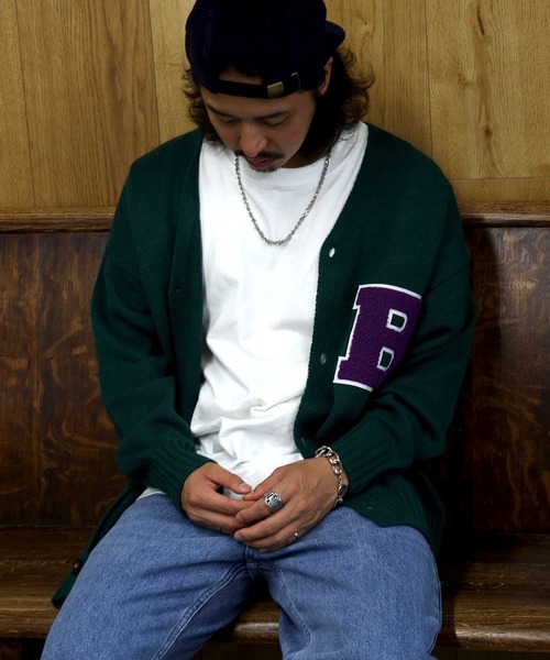 BACK NUMBER(バックナンバー)の「【BACK NUMBER】レタードカーディガン(カーディガン/ボレロ・メンズ・グリーン/オレンジ・M/L/XL)」の4枚目の写真