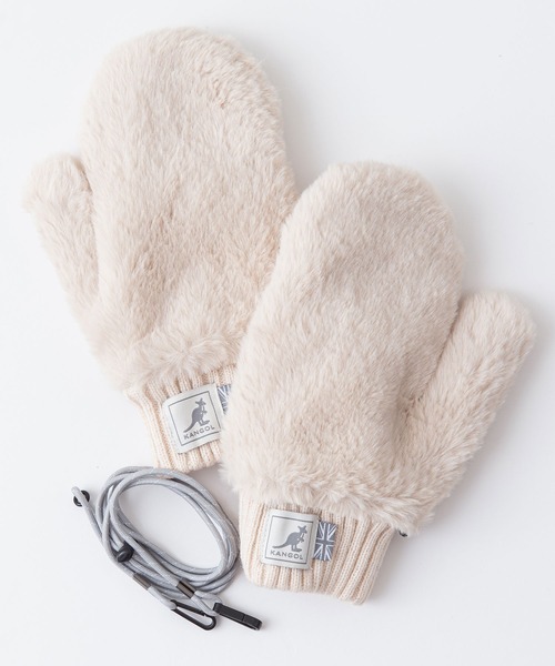 KANGOL（カンゴール）の「【KANGOL/カンゴール】取り外し可能ストラップ付 ミトングローブ　フェイクファー　手袋（手袋・レディース・ブラック/オレンジ/アイボリー/グレー・FREE）」の3枚目の写真