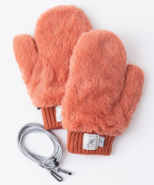 KANGOL（カンゴール）の「【KANGOL/カンゴール】取り外し可能ストラップ付 ミトングローブ　フェイクファー　手袋（手袋・レディース・ブラック/オレンジ/アイボリー/グレー・FREE）」の4枚目の写真