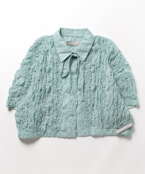 Wizzard(ウィザード)の「Wizzard ウィザード / EMBROIDERY SHIRRING FAB PAJAMA BLOUSE レース刺繍シャーリングパジャマブラウス(シャツ/ブラウス・レディース・ブラック/ミント・0)」の8枚目の写真