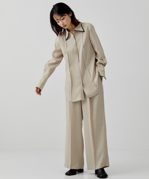 city（シティ）の「【CITY】ラチネパイピングシャツ（シャツ/ブラウス・レディース・ベージュ/ダークグレー・FREE）」の14枚目の写真