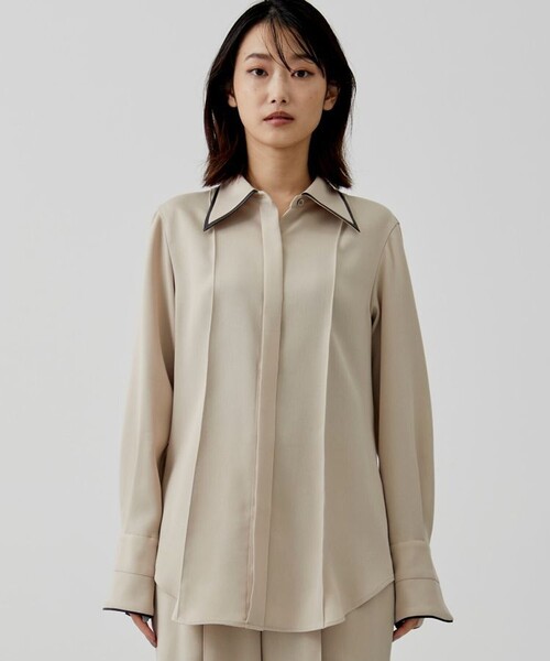 city（シティ）の「【CITY】ラチネパイピングシャツ（シャツ/ブラウス・レディース・ベージュ/ダークグレー・FREE）」の16枚目の写真