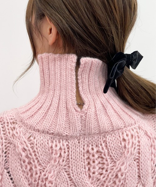 EPIMI E'PIMMY（エピミエピミー）の「オーバータートルケーブルチュニックニット（ニット/セーター・レディース・オリーブ/ブラック/オフホワイト/ピンク・MEDIUM）」の13枚目の写真